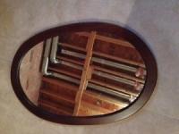 Wood frame big oval mirror in excellent condition